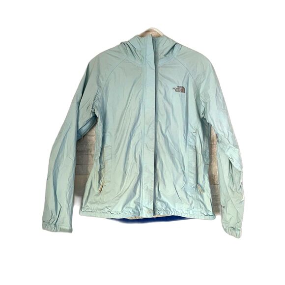 THE NORTH FACE Baby Blue Full Zip Raincoat Jacket Top Women's Size Small - Picture 1 of 9